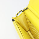 CHANEL Matelasse Chain Shoulder Bag Velor Yellow Silver CC Auth 190362A-20