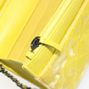 CHANEL Matelasse Chain Shoulder Bag Velor Yellow Silver CC Auth 190362A-21