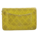CHANEL Matelasse Chain Shoulder Bag Velor Yellow Silver CC Auth 190362A-3