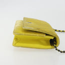 CHANEL Matelasse Chain Shoulder Bag Velor Yellow Silver CC Auth 190362A-4