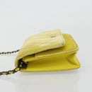 CHANEL Matelasse Chain Shoulder Bag Velor Yellow Silver CC Auth 190362A-5
