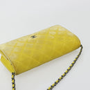 CHANEL Matelasse Chain Shoulder Bag Velor Yellow Silver CC Auth 190362A-6