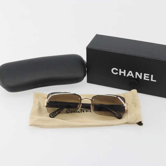 CHANEL COCO Mark Sunglasses plastic Brown CC Auth 190363