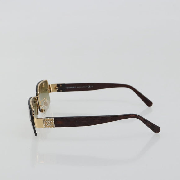 CHANEL COCO Mark Sunglasses plastic Brown CC Auth 190363