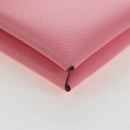 HERMES Calvi Card Case Leather Pink Auth 190365M-17