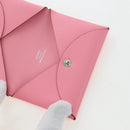 HERMES Calvi Card Case Leather Pink Auth 190365M-19