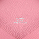 HERMES Calvi Card Case Leather Pink Auth 190365M-20