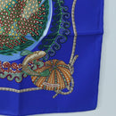 HERMES Carre 90 Scarf ”Grands Fonds” Silk Blue Auth 190368M-10