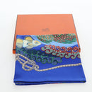 HERMES Carre 90 Scarf ”Grands Fonds” Silk Blue Auth 190368M-15