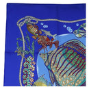 HERMES Carre 90 Scarf ”Grands Fonds” Silk Blue Auth 190368M-2