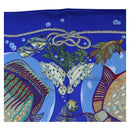 HERMES Carre 90 Scarf ”Grands Fonds” Silk Blue Auth 190368M-3