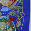 HERMES Carre 90 Scarf ”Grands Fonds” Silk Blue Auth 190368M-7
