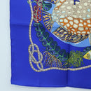 HERMES Carre 90 Scarf ”Grands Fonds” Silk Blue Auth 190368M-8
