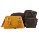 LOUIS VUITTON Monogram Vernis Hand Bag 3 Set Beige LV Auth 190372-1