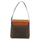 CELINE Macadam Canvas Shoulder Bag PVC Leather Brown Gold Auth 190382A-3