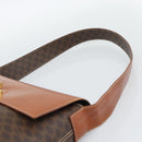 CELINE Macadam Canvas Shoulder Bag PVC Leather Brown Gold Auth 190382A-8