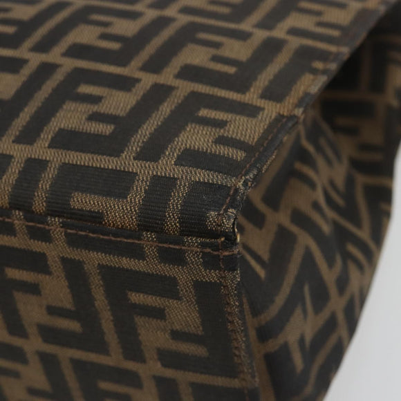 FENDI Zucca Canvas Mamma Baguette Tote Bag Brown Black Auth 190385