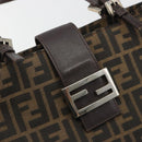 FENDI Zucca Canvas Mamma Baguette Tote Bag Brown Black Auth 190385-18