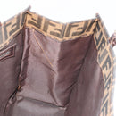 FENDI Zucca Canvas Mamma Baguette Tote Bag Brown Black Auth 190385-21