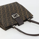 FENDI Zucca Canvas Mamma Baguette Tote Bag Brown Black Auth 190385-6