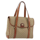 CELINE Macadam Canvas Hand Bag PVC Beige Gold Auth 190386-1