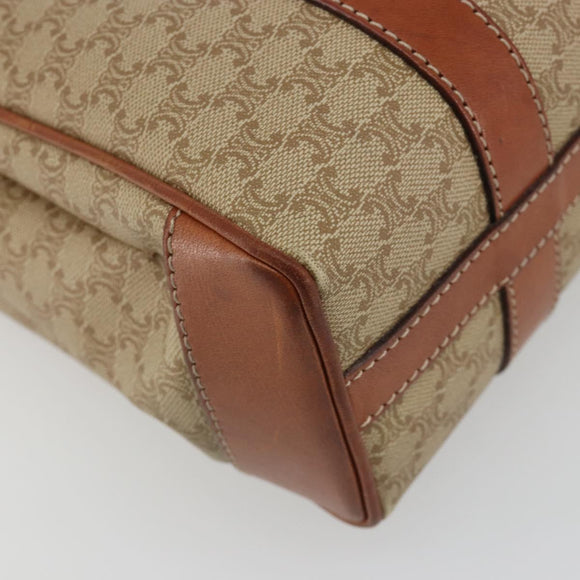 CELINE Macadam Canvas Hand Bag PVC Beige Gold Auth 190386