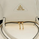 PRADA Hand Bag Vittero Dino Leather 2way White Gold Auth 190387V-14