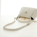 PRADA Hand Bag Vittero Dino Leather 2way White Gold Auth 190387V-10