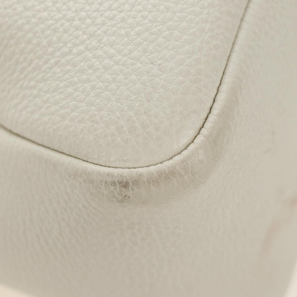 PRADA Hand Bag Vittero Dino Leather 2way White Gold Auth 190387V