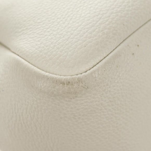 PRADA Hand Bag Vittero Dino Leather 2way White Gold Auth 190387V
