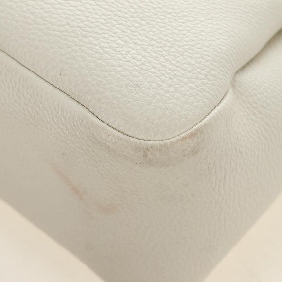 PRADA Hand Bag Vittero Dino Leather 2way White Gold Auth 190387V