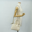 PRADA Hand Bag Vittero Dino Leather 2way White Gold Auth 190387V-31