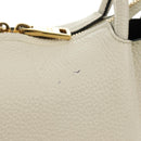 PRADA Hand Bag Vittero Dino Leather 2way White Gold Auth 190387V-6