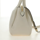 PRADA Hand Bag Vittero Dino Leather 2way White Gold Auth 190387V-8