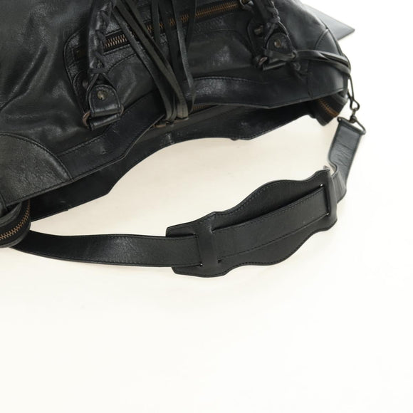 BALENCIAGA The City Hand Bag Leather 2way Black 115748 Auth 190388SAM