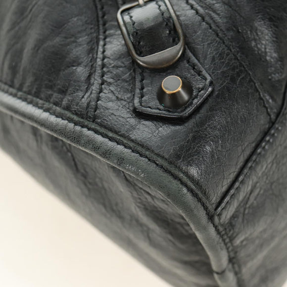 BALENCIAGA The City Hand Bag Leather 2way Black 115748 Auth 190388SAM