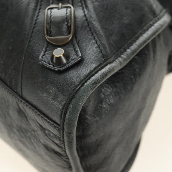 BALENCIAGA The City Hand Bag Leather 2way Black 115748 Auth 190388SAM