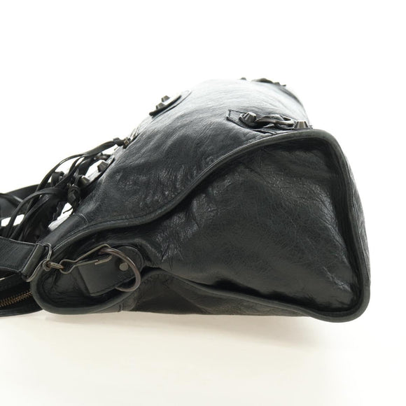 BALENCIAGA The City Hand Bag Leather 2way Black 115748 Auth 190388SAM