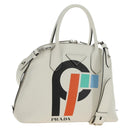 PRADA Hand Bag Leather 2way White Silver Auth 190398SAM-1