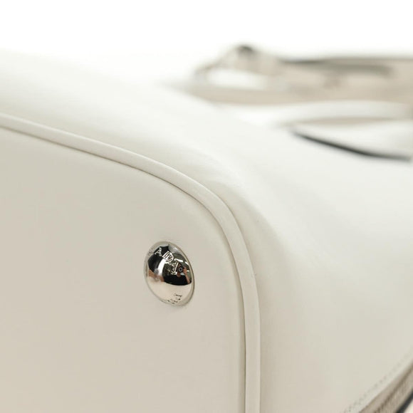 PRADA Hand Bag Leather 2way White Silver Auth 190398SAM
