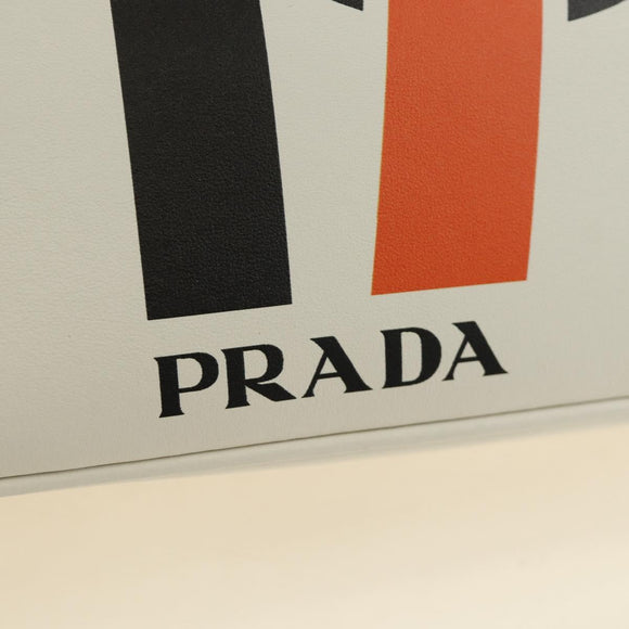 PRADA Hand Bag Leather 2way White Silver Auth 190398SAM