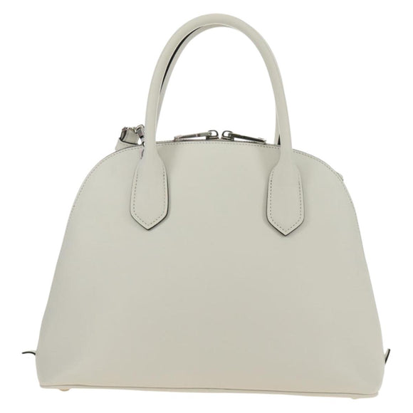 PRADA Hand Bag Leather 2way White Silver Auth 190398SAM