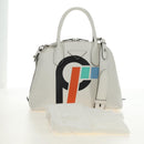 PRADA Hand Bag Leather 2way White Silver Auth 190398SAM-12