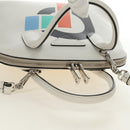 PRADA Hand Bag Leather 2way White Silver Auth 190398SAM-14