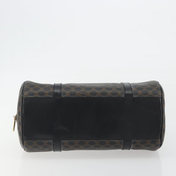 CELINE Macadam Canvas Mini Boston Bag PVC Black Gold Auth 190399A