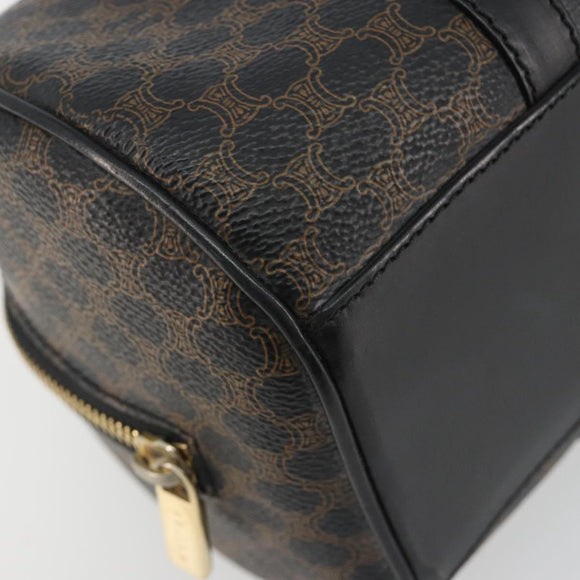CELINE Macadam Canvas Mini Boston Bag PVC Black Gold Auth 190399A