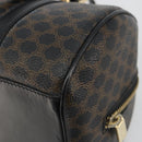 CELINE Macadam Canvas Mini Boston Bag PVC Black Gold Auth 190399A-15