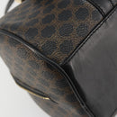 CELINE Macadam Canvas Mini Boston Bag PVC Black Gold Auth 190399A-16