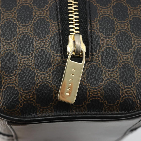 CELINE Macadam Canvas Mini Boston Bag PVC Black Gold Auth 190399A