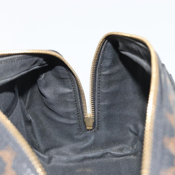 CELINE Macadam Canvas Mini Boston Bag PVC Black Gold Auth 190399A